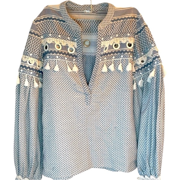 Dodo Bar Or Light Blue Embroidered Blouse - Picture 9 of 12